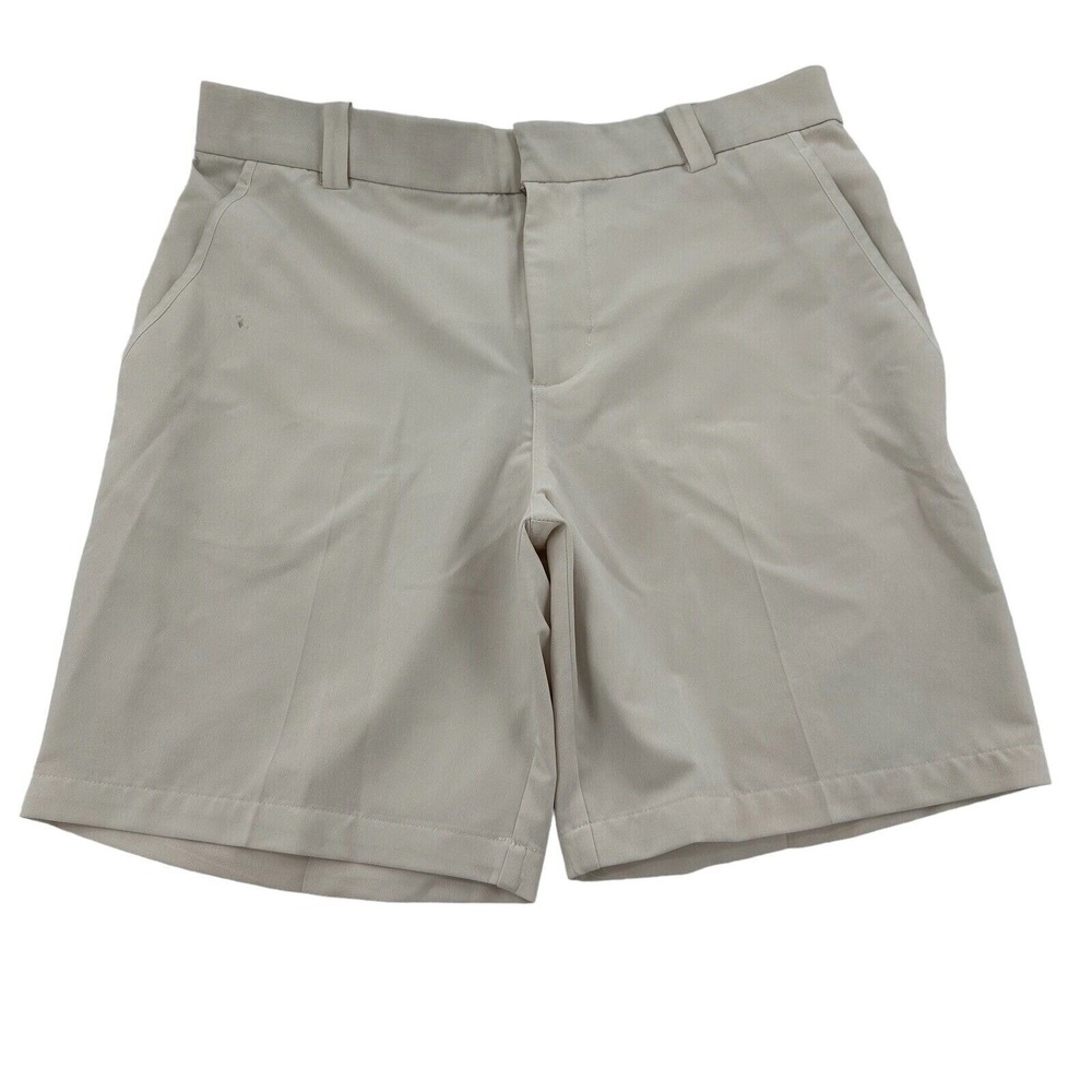 Nike Golf Dri-FIT Men Size 32 Tan Khaki Flat Front Performance Shorts Stretch